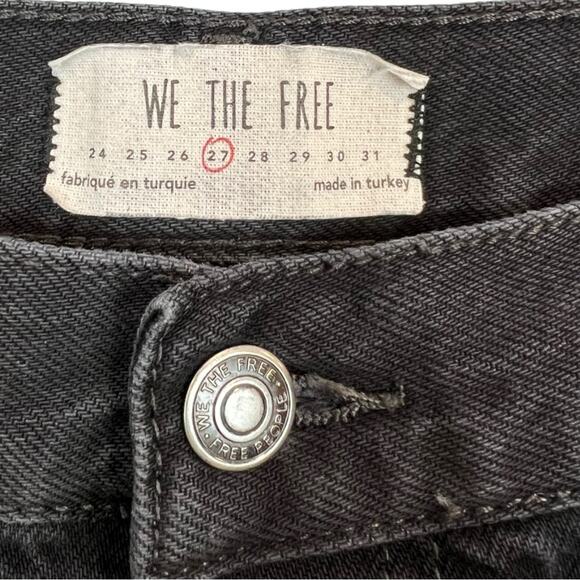 Free People We The Free 27 Black Distressed Frayed Mid Rise Maggie Straight Jean - Picture 8 of 15